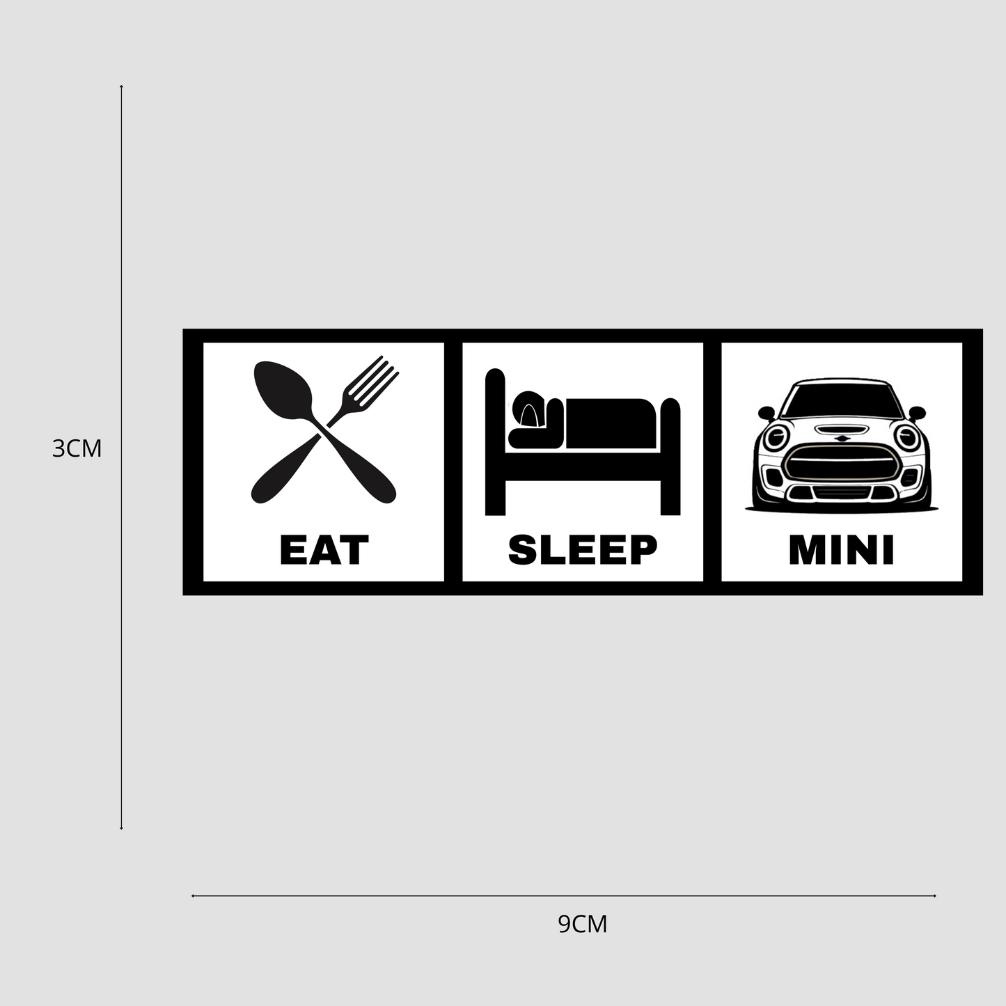 Sticker Eat Sleep MINI – Autocollant humoristique passion Mini Cooper