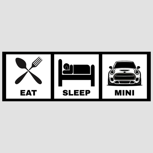 Sticker Eat Sleep MINI – Autocollant humoristique passion Mini Cooper