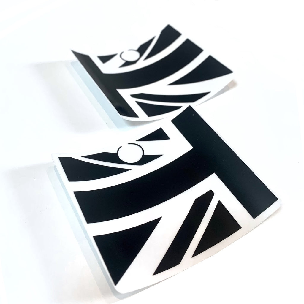 Deux adhésifs noirs Union Jack pour personnaliser l'intérieur des cabochons de feux arrière de Mini Austin MK4 à MK7